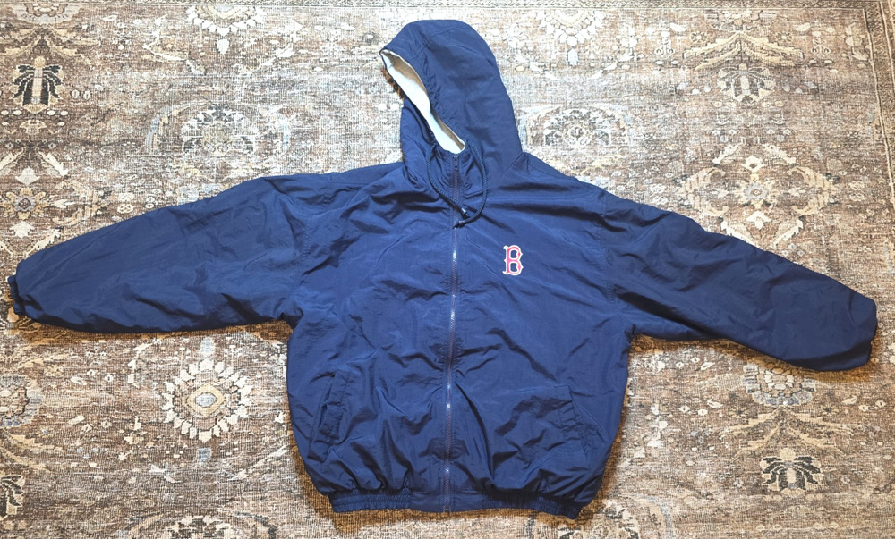 Majestic Boston Red Sox Hooded Windbreaker Jacket XL Navy Full Zip MLB Lined